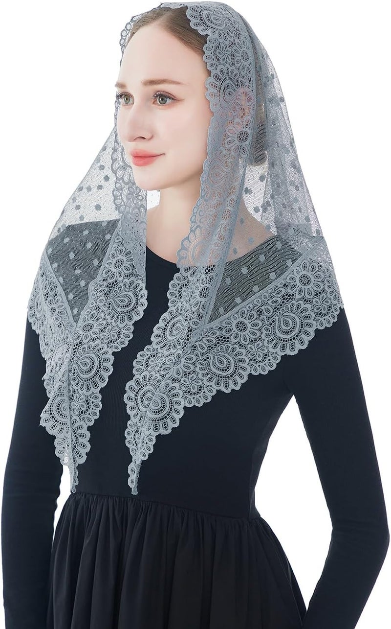 Wgior Triangle Vintage Inspired Lace Chapel Veils Catholic Mass Head Covering Scarf Mantilla Veils for Church - Image 1